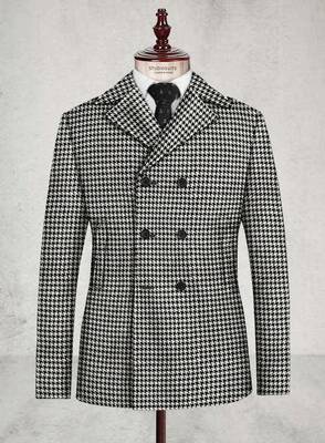 Houndstooth Peacoat - Mens Houndstooth Peacoat
