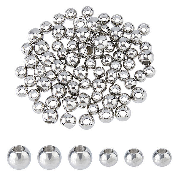 2 Style 304 Stainless Steel European Beads