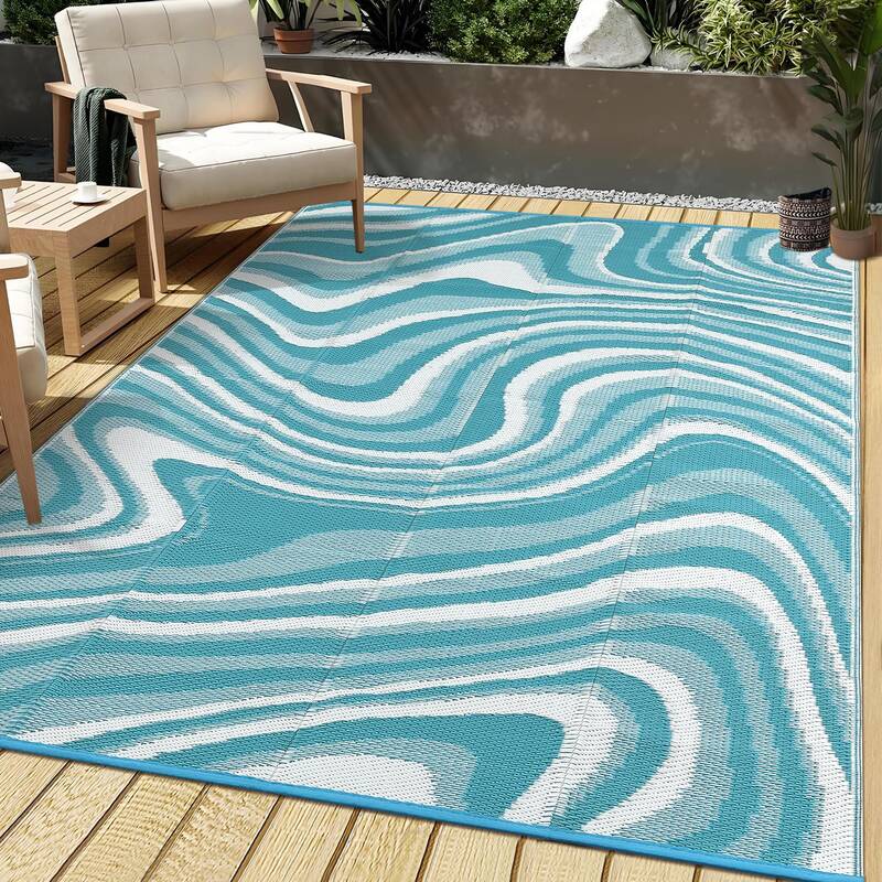 Garvee Large Modern Outdoor Rug 8x10 - Waterproof, Reversible - Polypropylene - UV Resistant, Lightweight - Patio, Camping, B...
