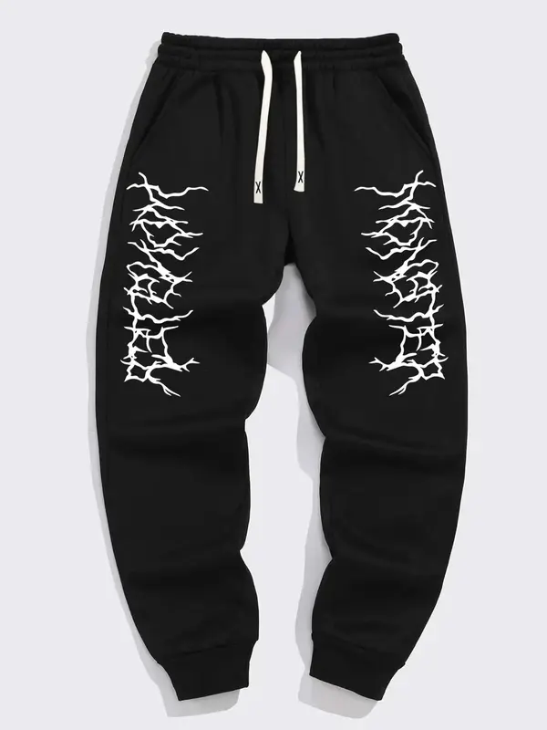 Emo Outfits Men's Slim Fit Graphic Drawstring Pocket Sweatpants, Menswear Casual Comfy Elastic Waist Trousers for Spring Fall...