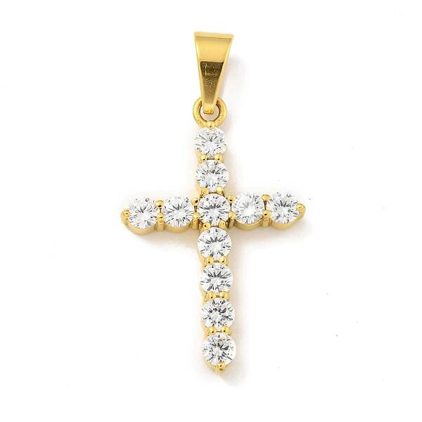 Ion Plating(IP) 304 Stainless Steel Cubic Zirconia Pendants