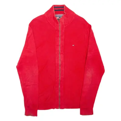 TOMMY HILFIGER Mens Jumper Red High Neck Tight Knit M