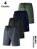 Men's Letter Print Zipper Pocket Shorts, Regular Fit Casual Breathable Comfortable Athletic Shorts for Summer, Men's Bottoms ...