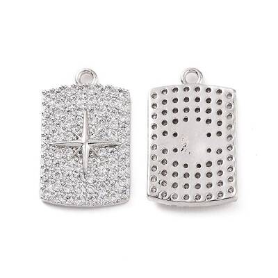 Brass Micro Pave Clear Cubic Zirconia Pendants