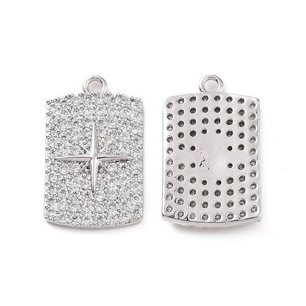Brass Micro Pave Clear Cubic Zirconia Pendants