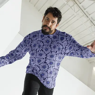 Navy Petals Full Print Sweatshirt - Dive into Calm