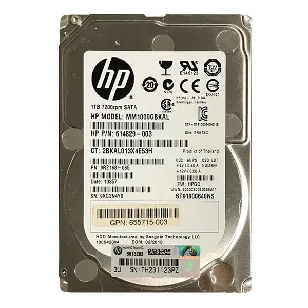 614829-003 HP 1TB 6Gb/s SATA 7200 2.5-Inch Hard Drive