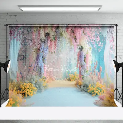 Colorful Retro Wall Floral Wedding Photo Backdrop