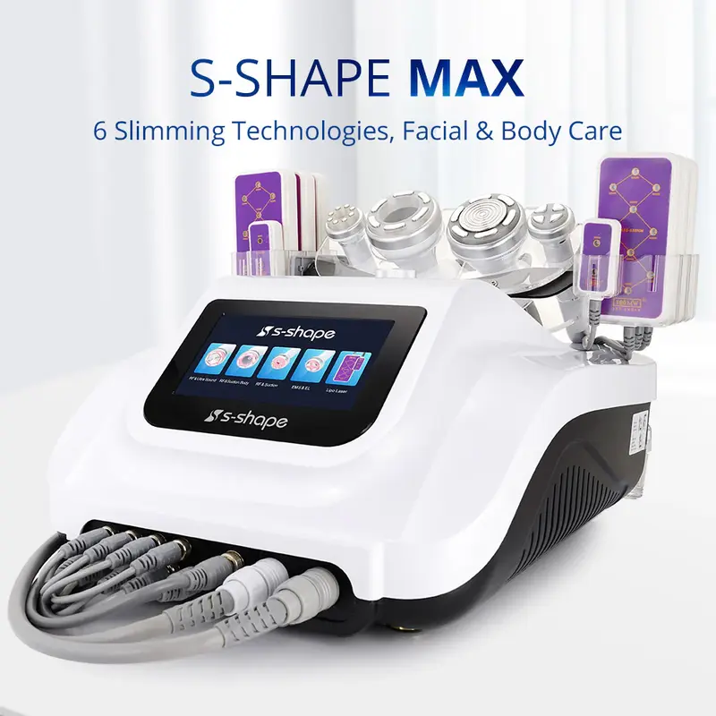 6 in 1 S Shape 30K Cavitation RF EMS Vacuum Body Face Care Cavitation Machine for Spa Salon Studio Home Use | MS-45T6SB