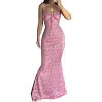 Women's Spaghetti Strap Dresses Drawstring Design Floral PrintFit Long Bodycon Dresses Perfect for Summer& Spring