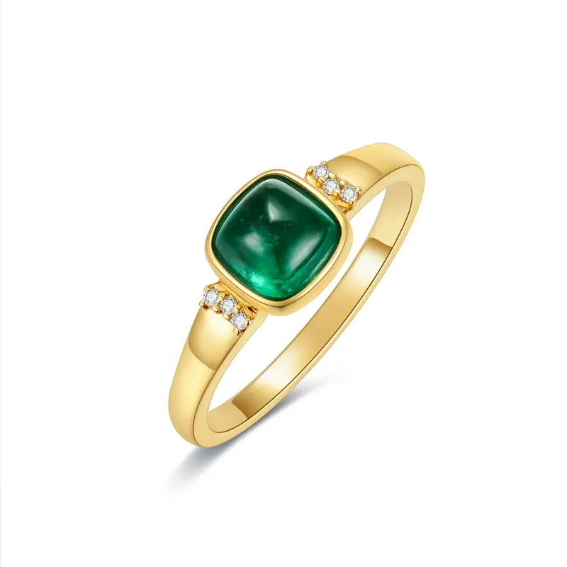 18K Gold 1 to 5 CT Princess Cut Lab Created Emerald Ring