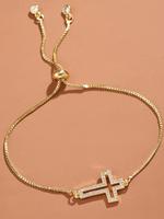 Rhinestone Cross Charm Adjustable Link Bracelet, Fashionable Matching Stackable Bracelets Jewelry for Women & Men for Party, ...