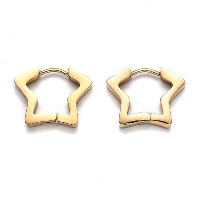 304 Stainless Steel Star Huggie Hoop Earrings