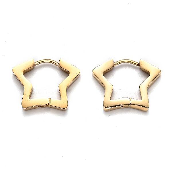304 Stainless Steel Star Huggie Hoop Earrings
