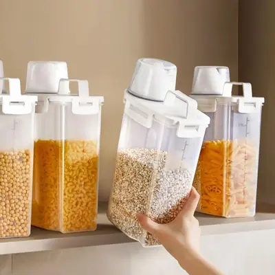 Airtight Food Storage Container with Handle & Lid, Portable Square Tank for Rice, Grains, Leak-proof Insect-proof Food Storag...