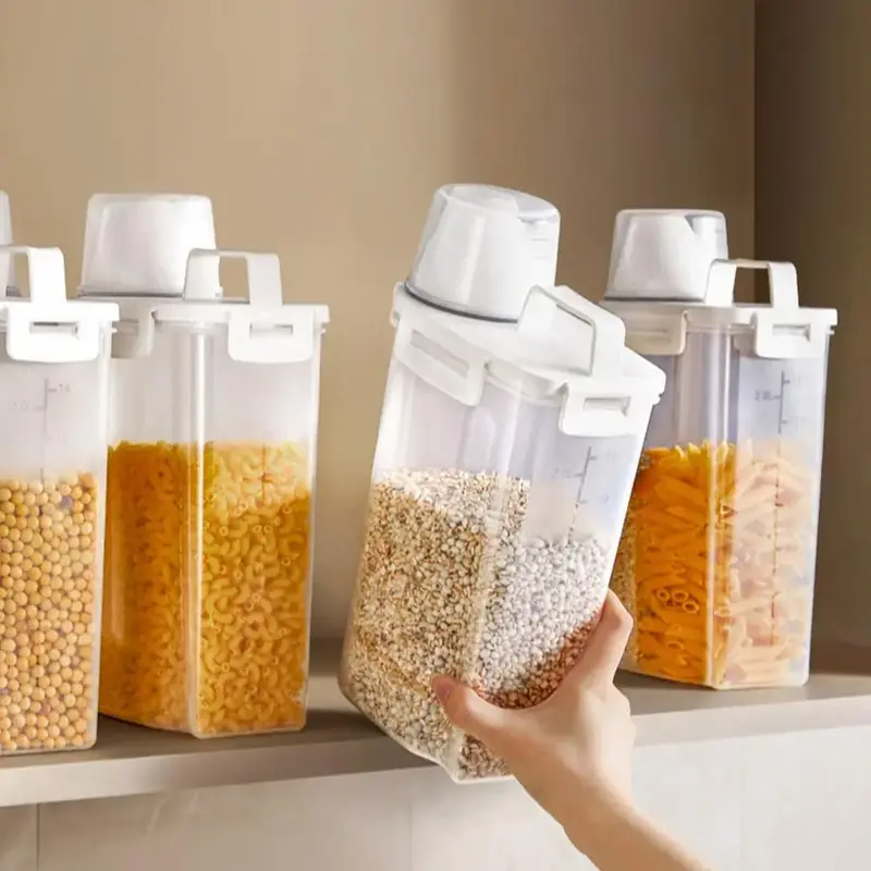 Airtight Food Storage Container with Handle & Lid, Portable Square Tank for Rice, Grains, Leak-proof Insect-proof Food Storag...