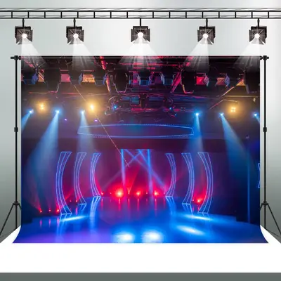 Laser Beam Light Smoke Disco Dance Stage Backdrop