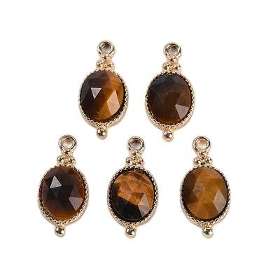 Natural Tiger Eye Faceted Pendans