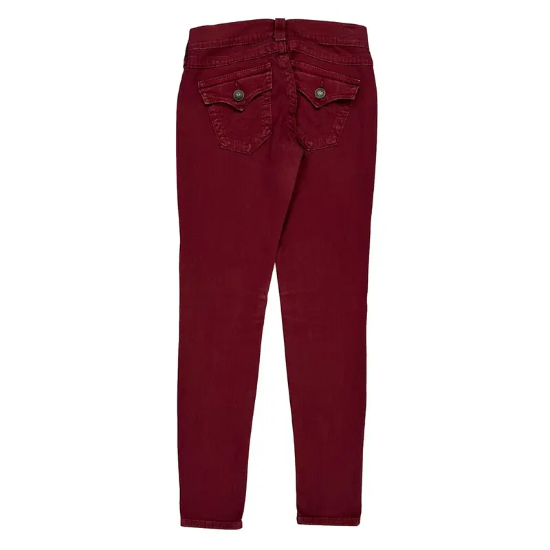 Made In Usa True Religion Jeans - 28W UK 6 Burgundy Cotton Blend