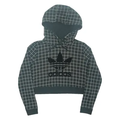 ADIDAS Cropped Womens Black Hoodie UK 8