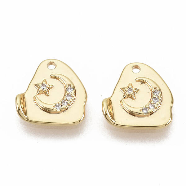 Brass Micro Pave Clear Cubic Zirconia Charms