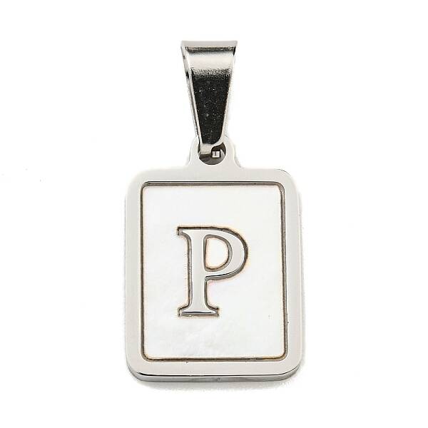 304 Stainless Steel Pave Natural White Shell Pendants