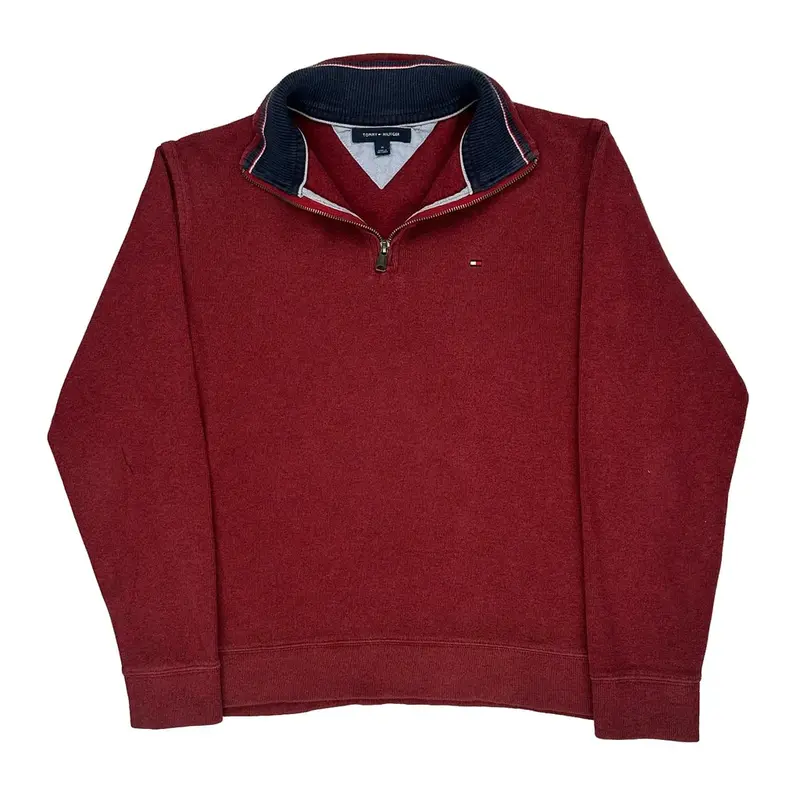 Tommy Hilfiger 1/4 Zip - Medium Burgundy Cotton