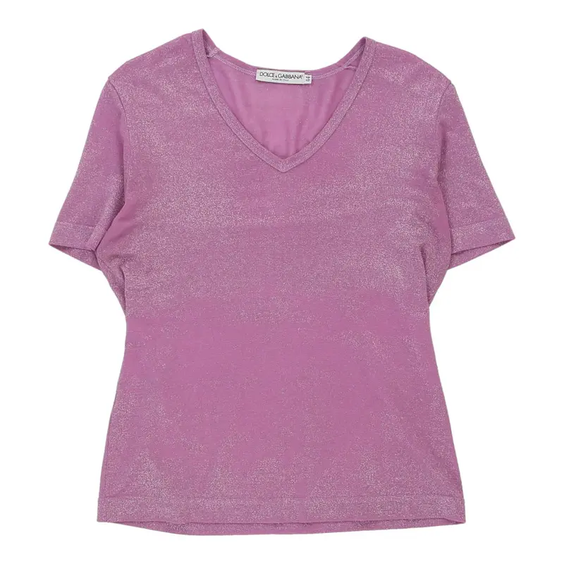 Dolce & Gabbana V-neck T-Shirt - Large Pink Viscose Blend | Size: large