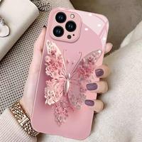 Faux Glass Mirror Butterfly / Suitable for IP16 Pro Max Phone Case / New 15 Pro / Premium Shockproof 14 / High-end Niche 13 /...