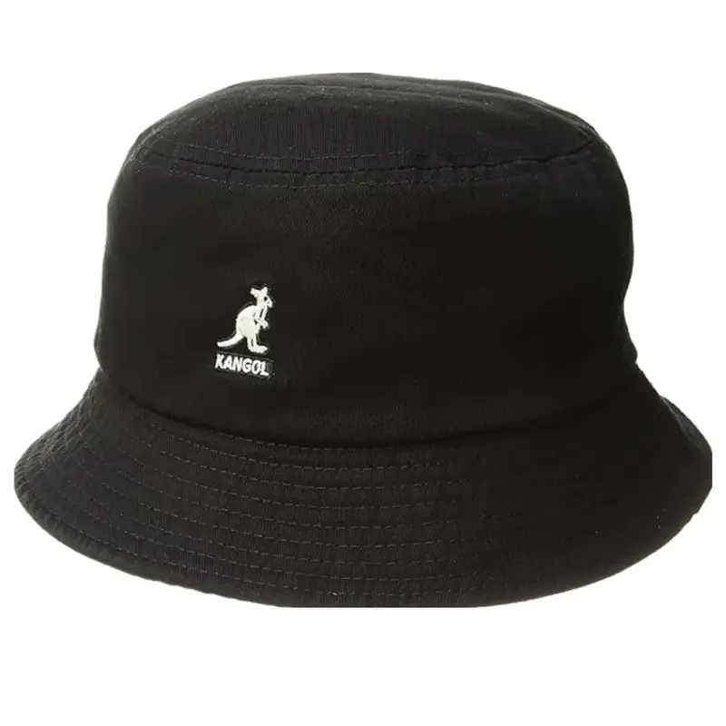 Kangol Washed Cotton Bucket Hat for Men, Women - Black Retro Streetwear Look Classic Vintage Style Lightweight Packable Summe...