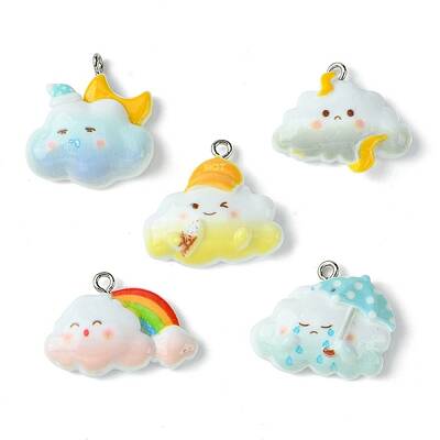 5Pcs 5 Colors Opaque Resin Pendants