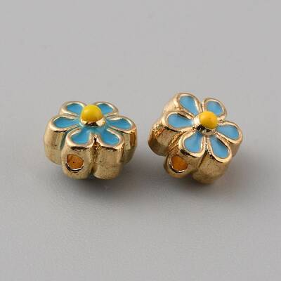Light Gold Tone Alloy Enamel Beads
