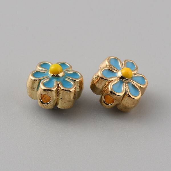 Light Gold Tone Alloy Enamel Beads