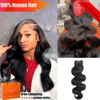 Karlami 100% Human Hair Body Wave Bundles 150/200 Density Loose Deep Wave Human Hair 3/4 Bundles 12A Brazilian Straight Bundl...