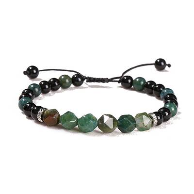 Natural Black Onyx Braided Bead Bracelets