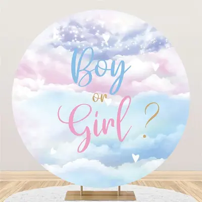Aperturee Round Blue Boy Or Pink Girl Baby Shower Backdrop | Round Party Backdrop | Baby Shower Backdrop Ideas | Custom Circl...