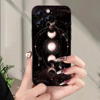 Creative Moon Pattern Straight Edge Case for iPhone 16 15 14 Pro Max 13 12 11 XR XS E Plus Shockproof Non Slip Military-Grade...