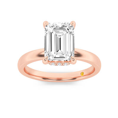 Laura Secret Halo Emerald Cut Lab Grown Diamond Engagement Ring | 10K Rose Gold 3 3/5 CT. TW.