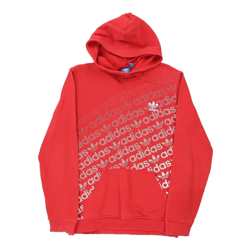 Age 15-16 Adidas Spellout Hoodie - XL Red Cotton Blend