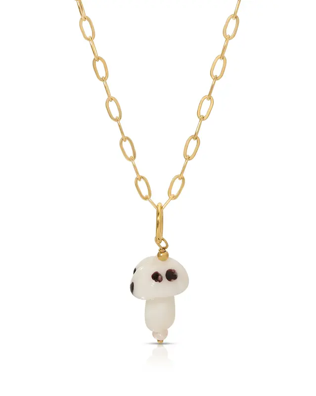 Pliz Necklace | Color: White | Metal Color: Gold