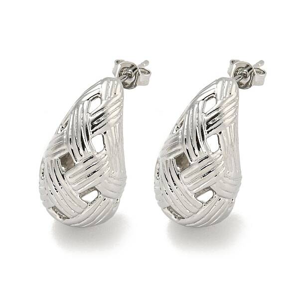 Teardrop Texture Hollow Brass Stud Earrings for Women