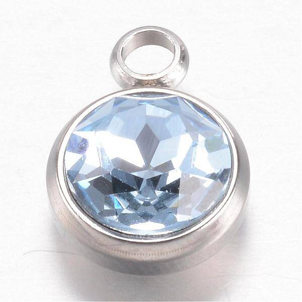 304 Stainless Steel Glass Rhinestone Charms