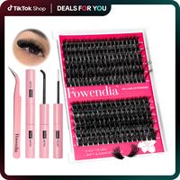Lash Clusters Kit  80D-200D Individual Lashes D Curl Cluster Eyelash Extensions 10-18mm DIY Lash Extension Kit Lash Bond and ...