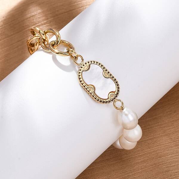 304 Stainless Steel Oval Shell Link Bracelets