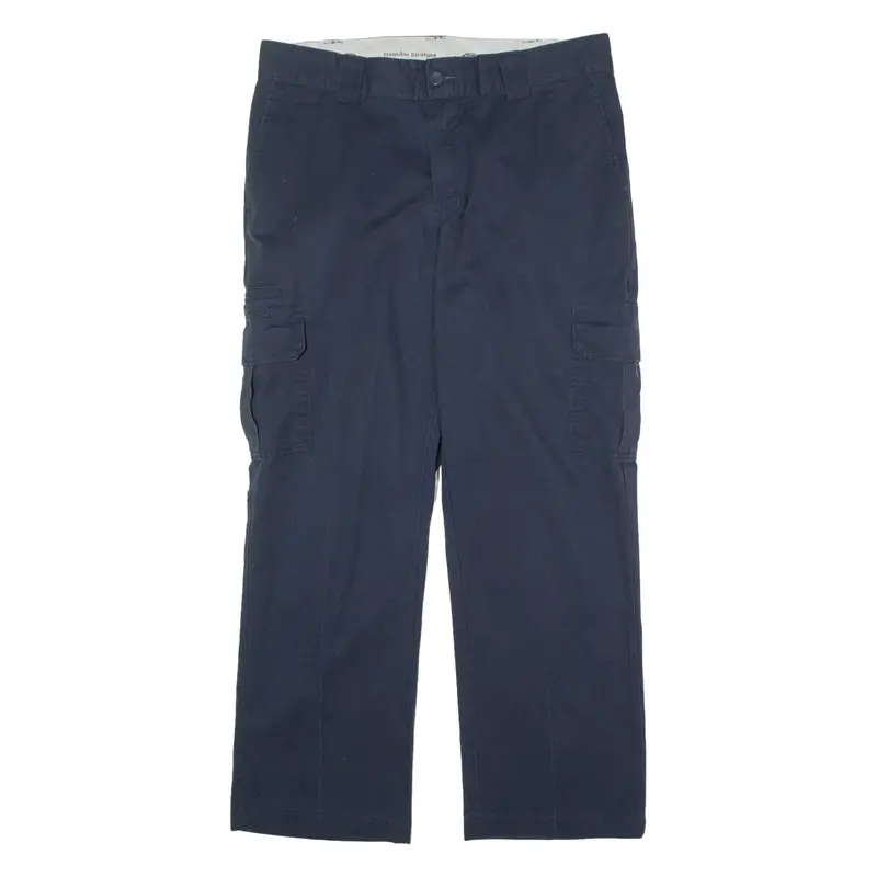 DICKIES Workwear Cargo Mens Twill Trousers Blue Regular Straight W36 L30