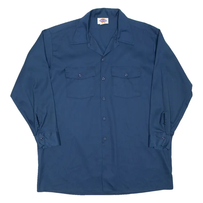 DICKIES Mens Worker Shirt Blue Long Sleeve XL
