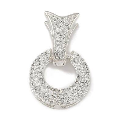 Brass Micro Pave Clear Cubic Zirconia Fishtail Fold Over Clasps