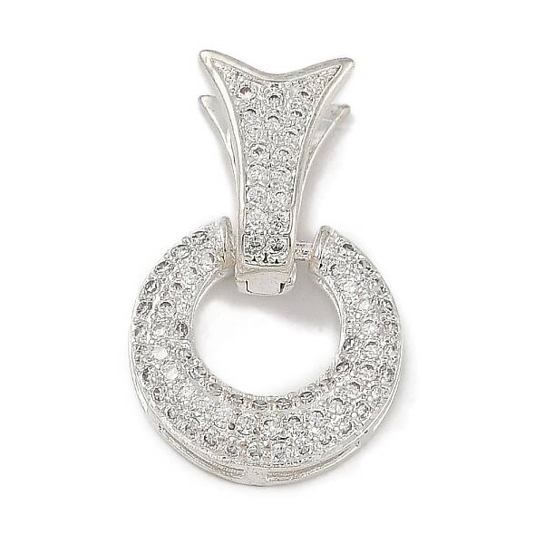 Brass Micro Pave Clear Cubic Zirconia Fishtail Fold Over Clasps
