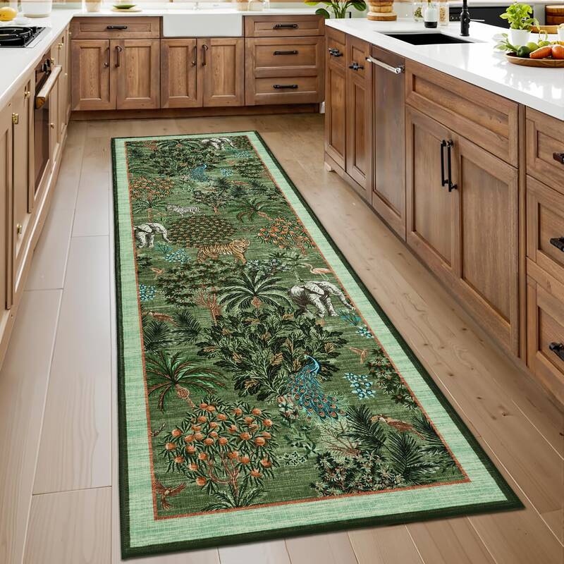 Garvee Modern Printed Runner Rug Vintage Soft Low Pile Polyester Washable Non-Shedding Non-Slip Indoor Bedroom Living Room 2x...