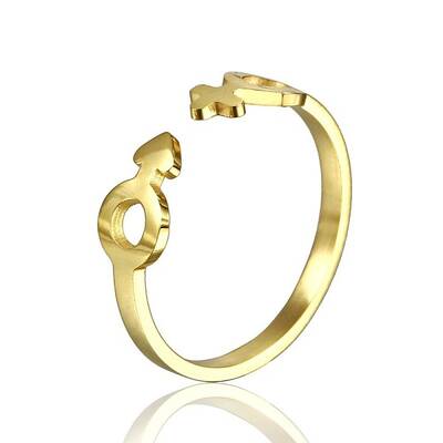 Stylish Adjustable Stainless Steel Gender Symbol Cuff Rings for Women